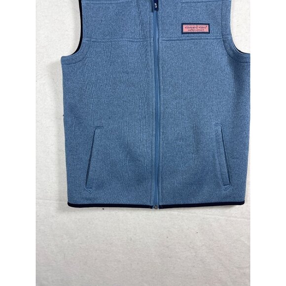 Vineyard Vines Boys Blue Fleece Vest Size M 12-14 Polyester Zip-Up Sleeveless - Picture 3 of 10